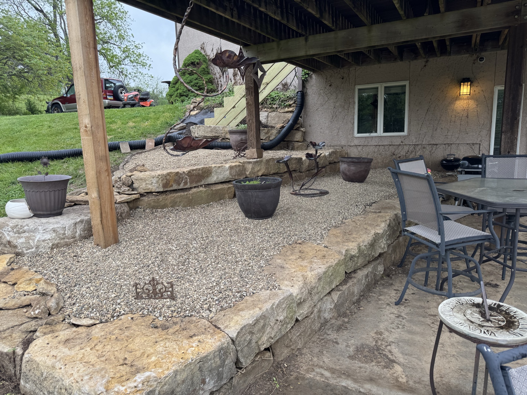 Freshly mowed backyard with clean stripe pattern